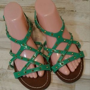 Sandal's Womens SO Green Sandal with Gold Studs 8